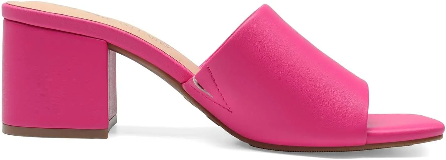 DREAM PAIRS Women's Square Open Toe Heels Sandals Low Block Chunky Heeled Sandals Slide Sandals Slip on Comfortable Casual Pumps Shoes