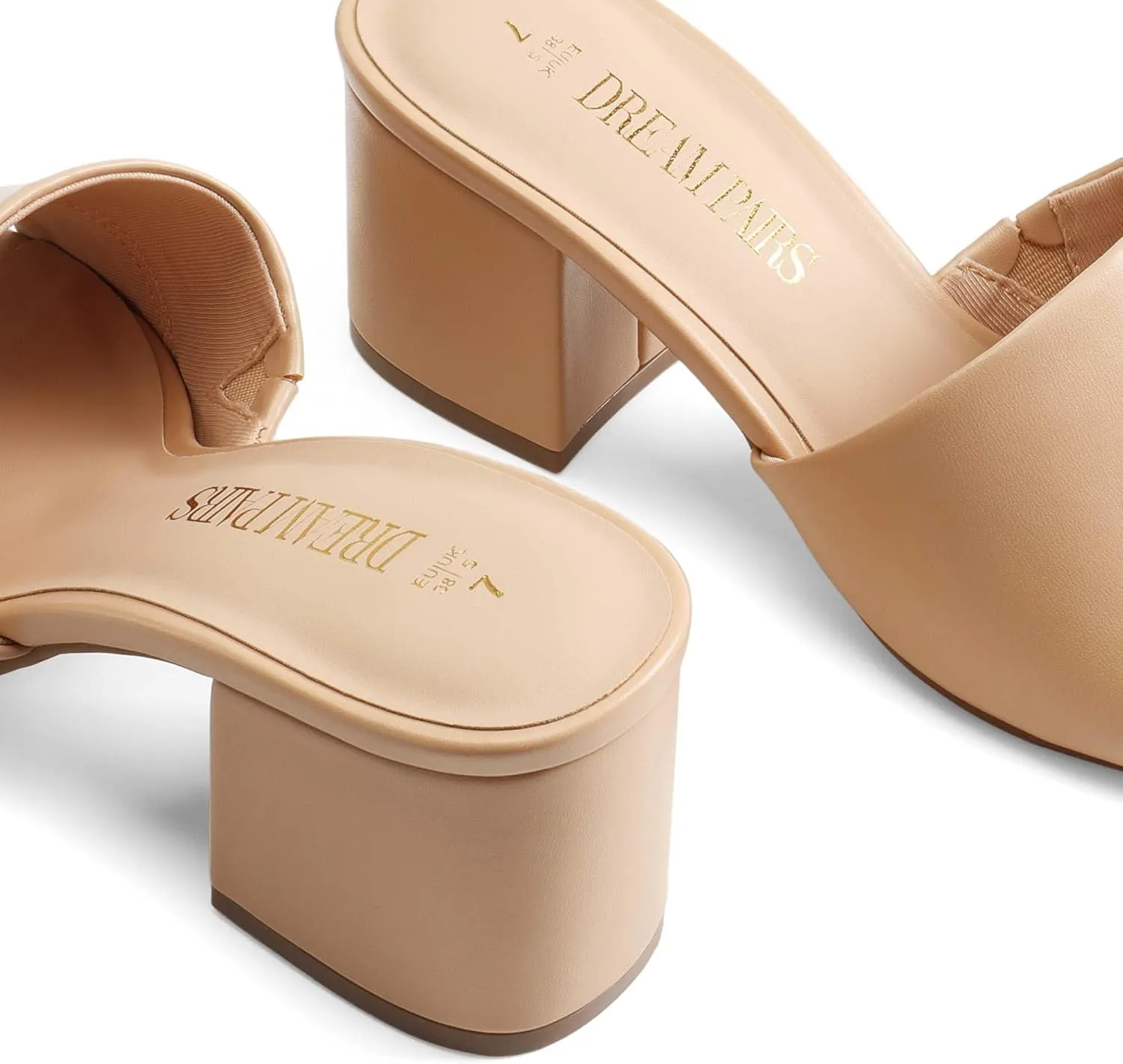 DREAM PAIRS Women's Square Open Toe Heels Sandals Low Block Chunky Heeled Sandals Slide Sandals Slip on Comfortable Casual Pumps Shoes