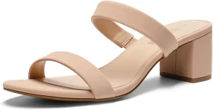 DREAM PAIRS Women's Two Strap Open Toe Low Block Chunky Heels Sandals Dress Pumps Casual Summer Mules Shoes