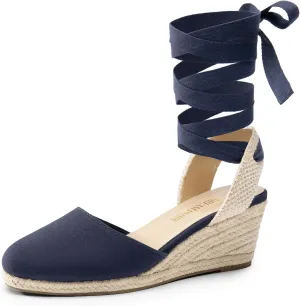 DREAM PAIRS Women's Wedge Sandals Platform Close Toe Espadrilles Strappy Lace Up Sandals Cute Fashion Comfortable Dressy Beach Vocation Summer Shoes