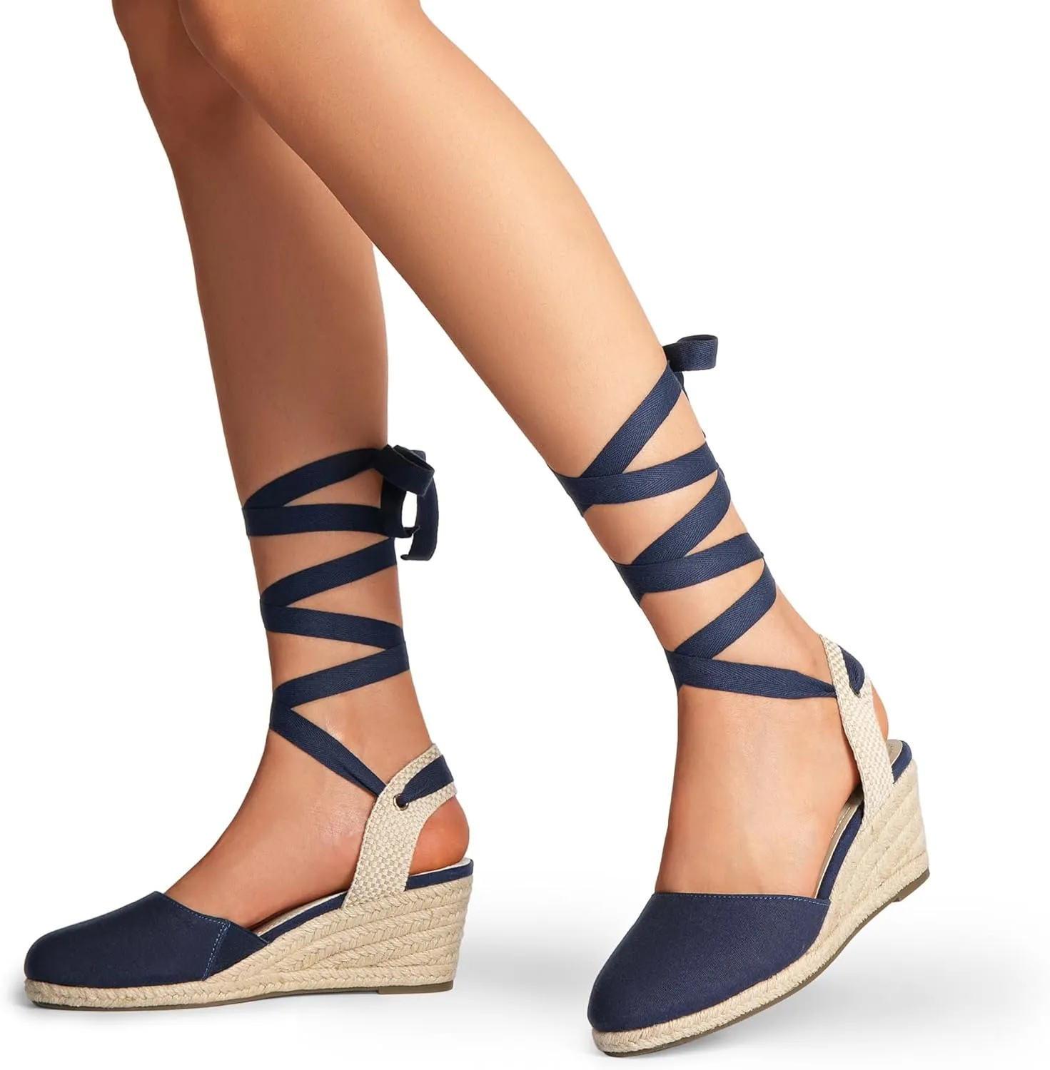 DREAM PAIRS Women's Wedge Sandals Platform Close Toe Espadrilles Strappy Lace Up Sandals Cute Fashion Comfortable Dressy Beach Vocation Summer Shoes