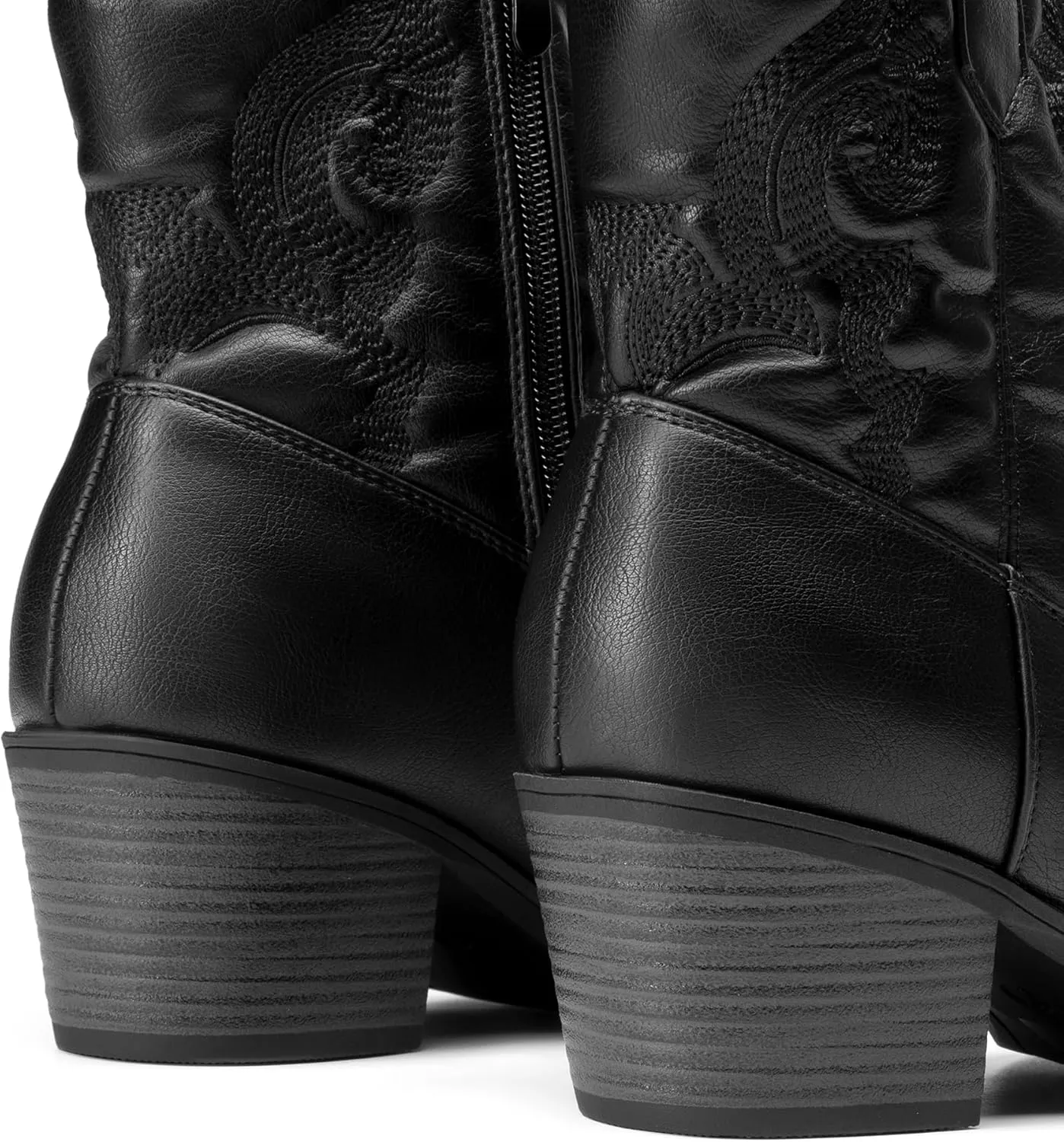 DREAM PAIRS Women's Western Cowboy Cowgirl Embroidered Ankle Boots Fashion Low chunky Heel Round Toe Fall Short Booties Shoes
