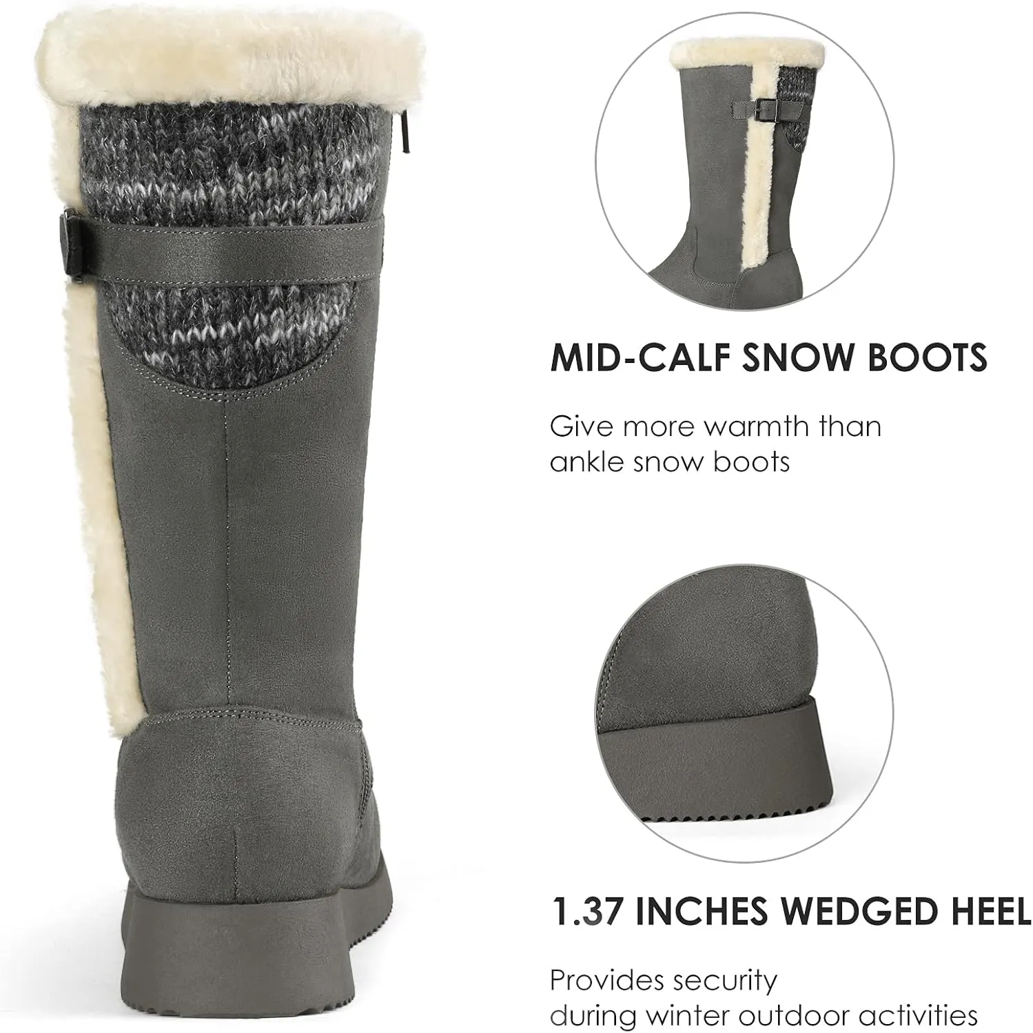 DREAM PAIRS Womens Winter Snow Boots Mid-Calf Fashion Furry Warm Tall Boot