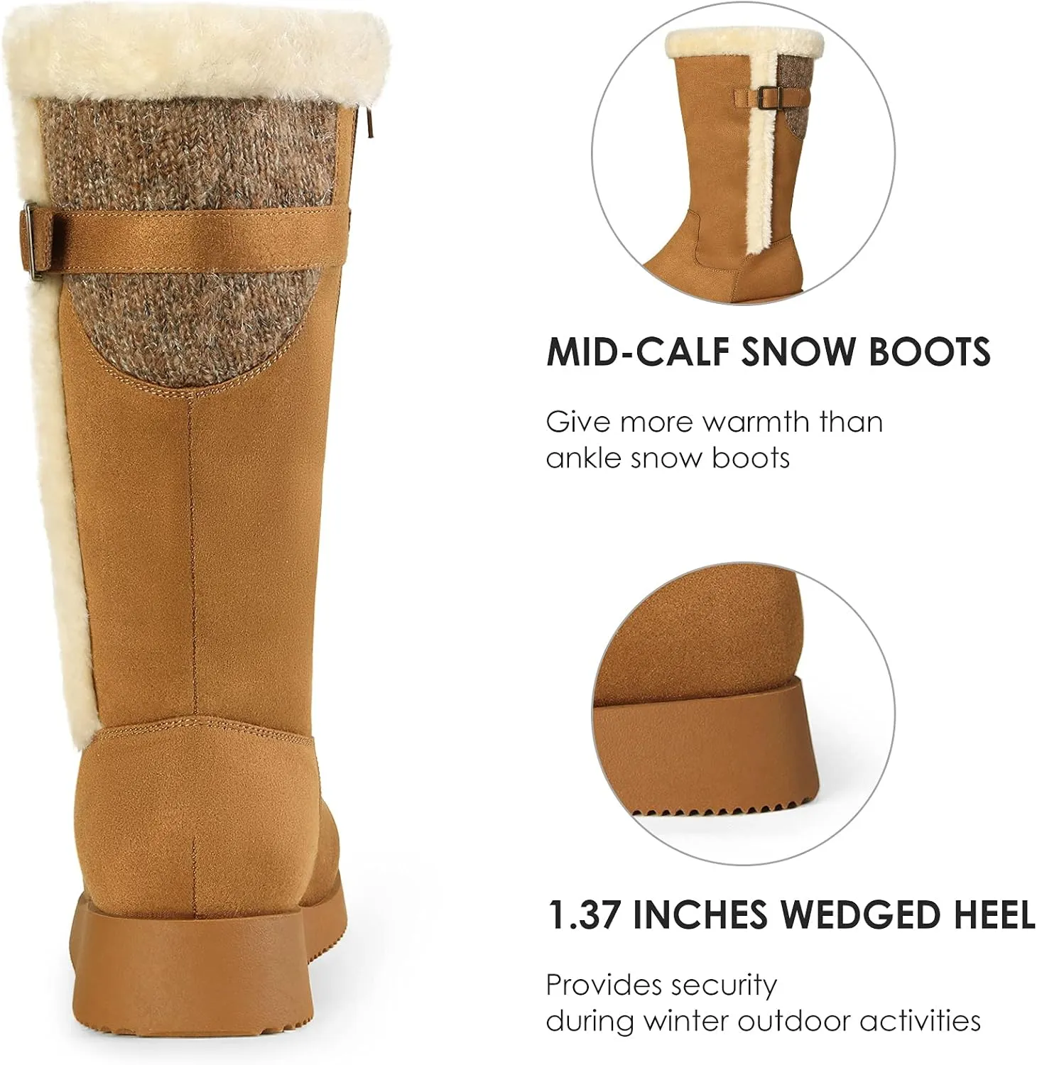 DREAM PAIRS Womens Winter Snow Boots Mid-Calf Fashion Furry Warm Tall Boot