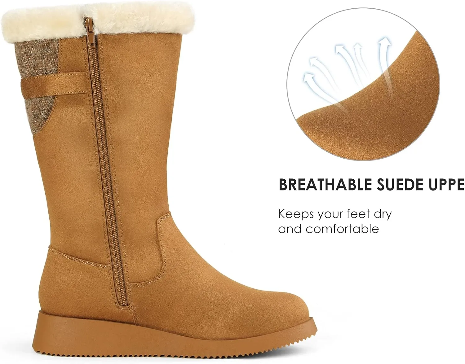 DREAM PAIRS Womens Winter Snow Boots Mid-Calf Fashion Furry Warm Tall Boot