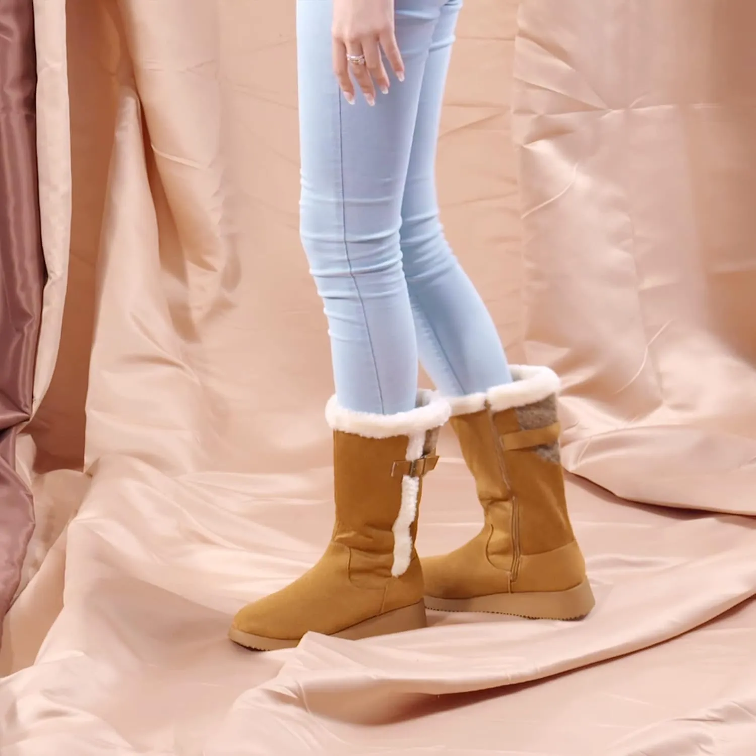 DREAM PAIRS Womens Winter Snow Boots Mid-Calf Fashion Furry Warm Tall Boot