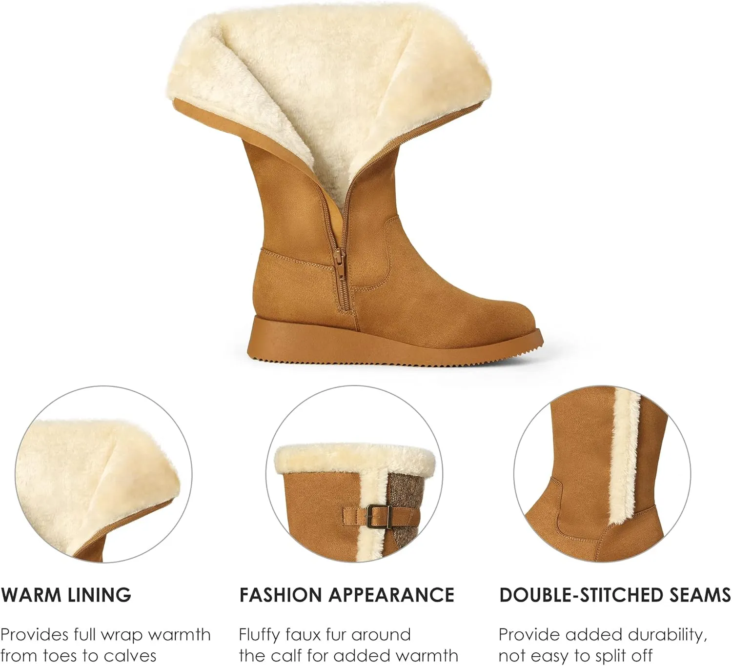 DREAM PAIRS Womens Winter Snow Boots Mid-Calf Fashion Furry Warm Tall Boot