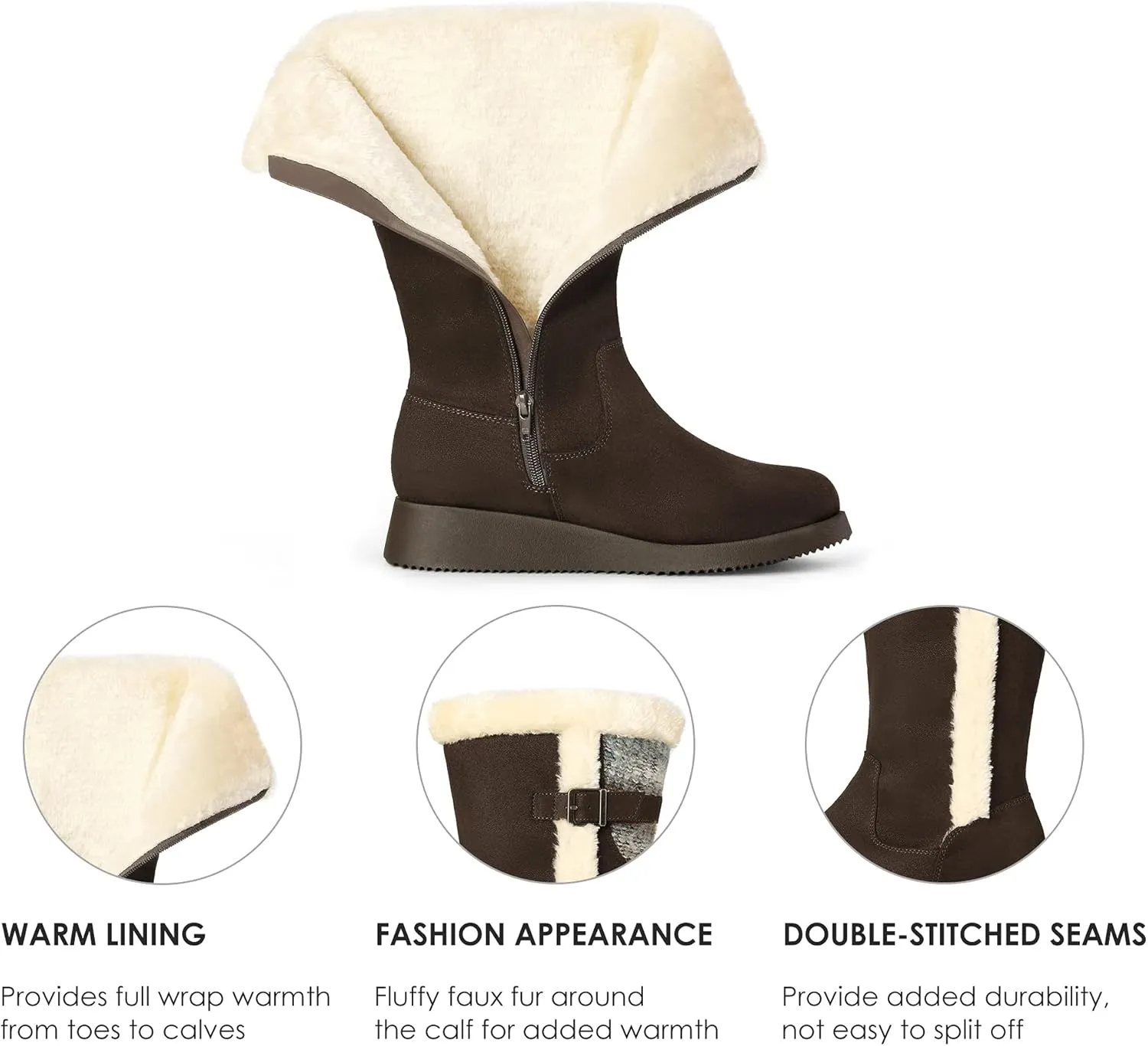 DREAM PAIRS Womens Winter Snow Boots Mid-Calf Fashion Furry Warm Tall Boot