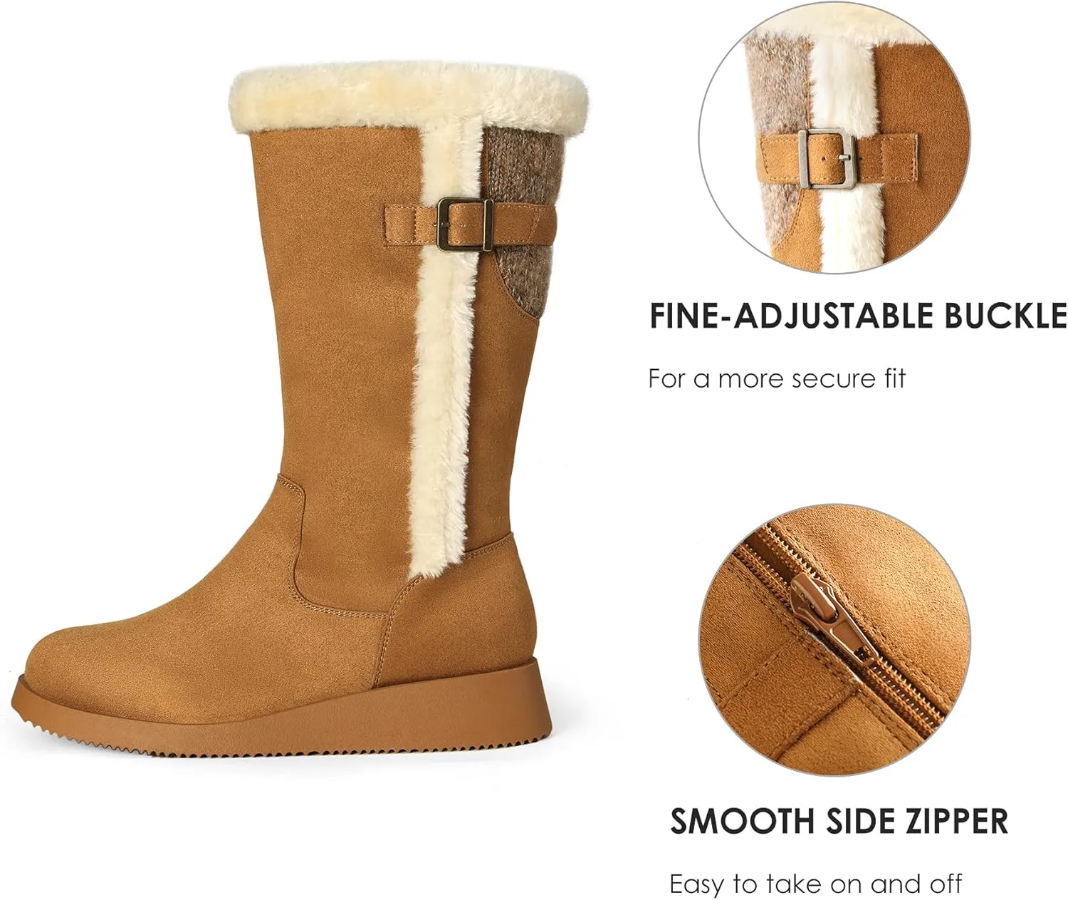 DREAM PAIRS Womens Winter Snow Boots Mid-Calf Fashion Furry Warm Tall Boot