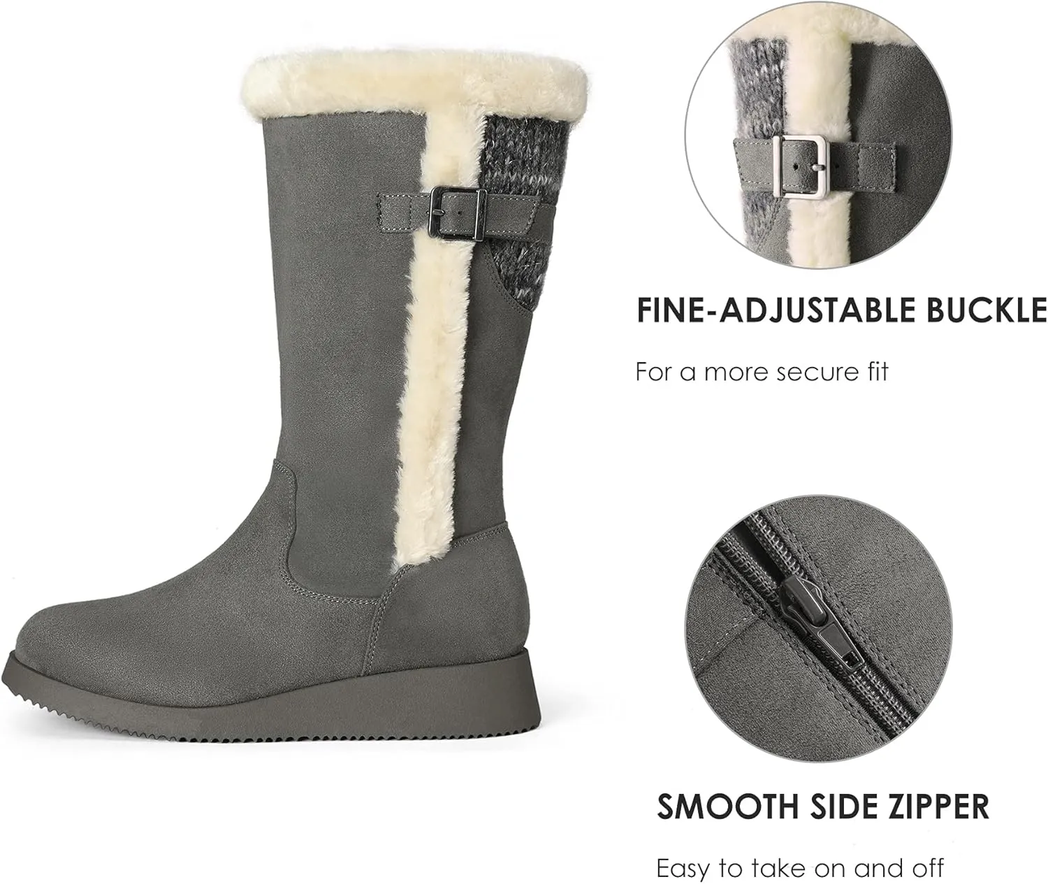 DREAM PAIRS Womens Winter Snow Boots Mid-Calf Fashion Furry Warm Tall Boot