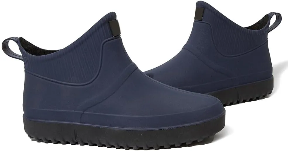 Enelauge Men's Outdoor Waterproof Rain Short Ankle Boots Nonslip Rubber Rain Car Wash Footwear Garden Shoes