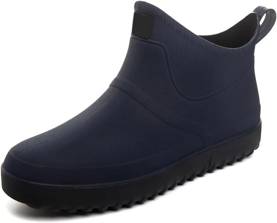 Enelauge Men's Outdoor Waterproof Rain Short Ankle Boots Nonslip Rubber Rain Car Wash Footwear Garden Shoes