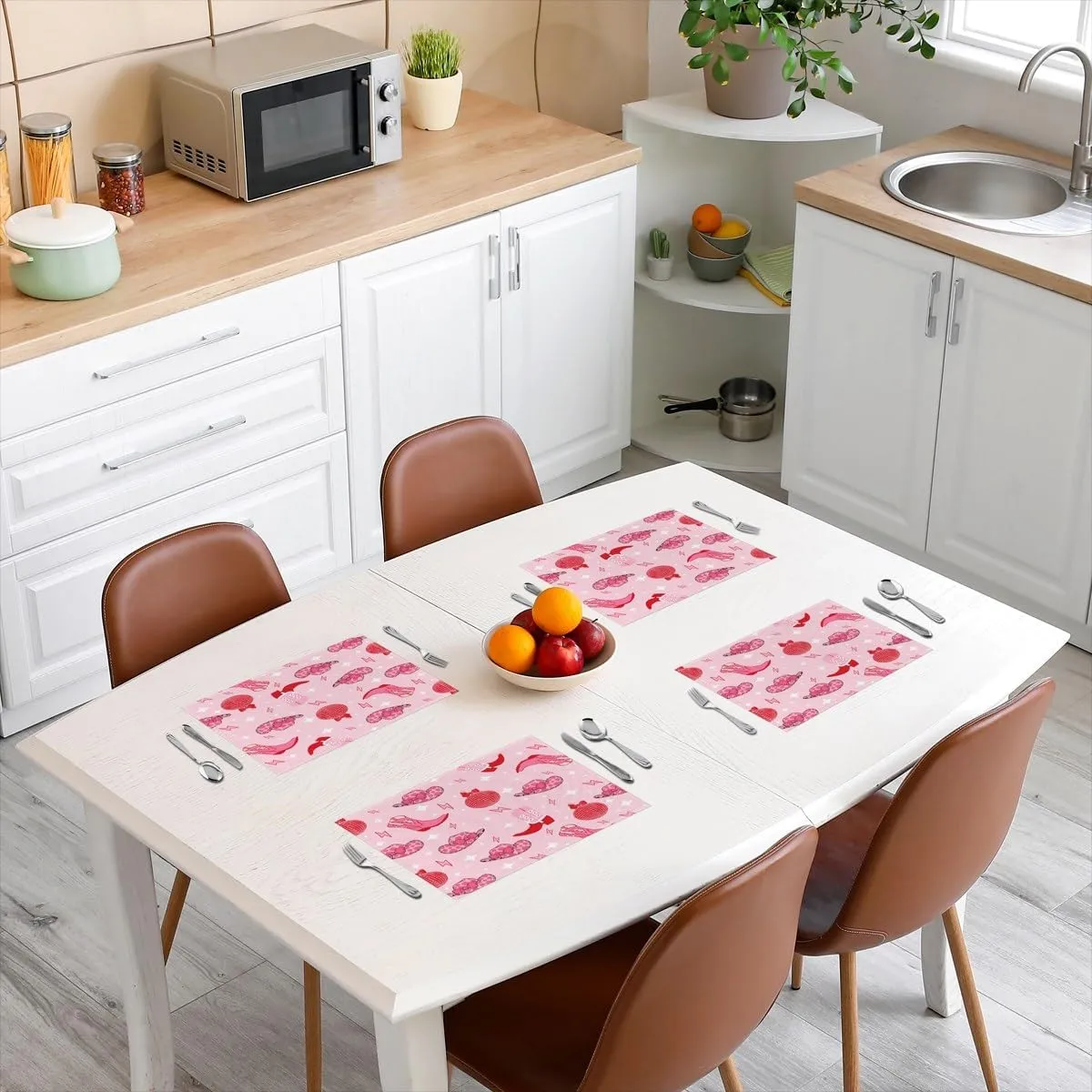 Erosebridal Cowgirl Place Mat 12x18 Boots Hats Placemats Set of 4 for Girls Women Bowknots Dreamy Glitter Perfume Lightning Pink Red Heat Resisting Table Mats