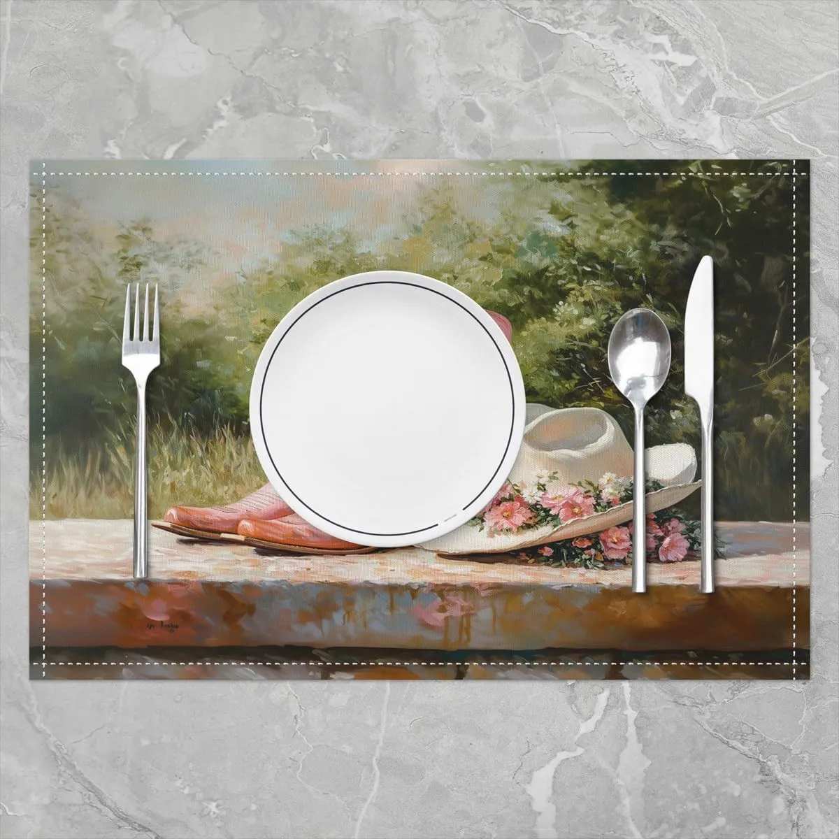 Erosebridal Cowgirl Placemats Set of 4 12x18 Floral Hats Place Mat for Girls Women Boots Dreamy Canvas Woodland Pink Green Heat Resisting Table Mats