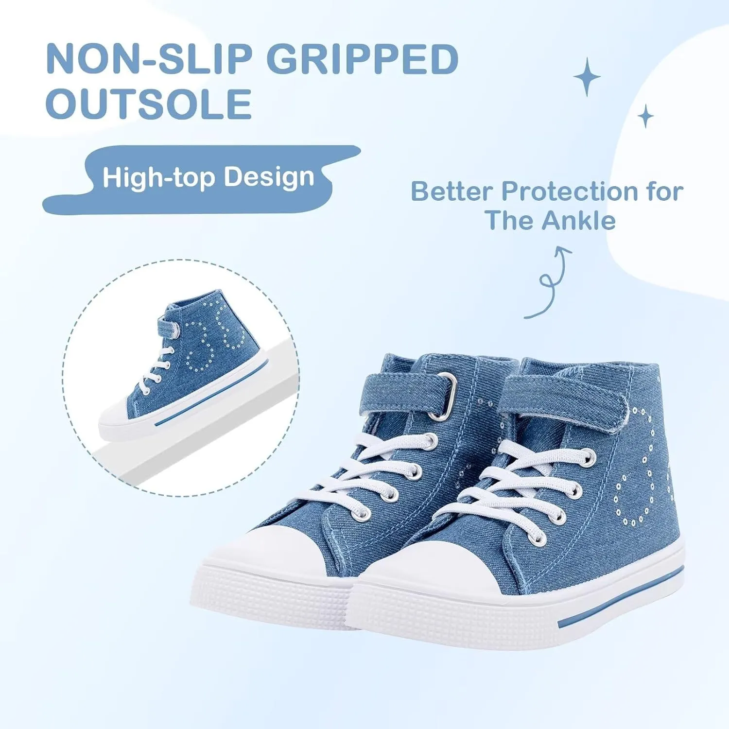 EUXTERPA Kids High Top Shoes Toddler Canvas Sneakers Boys Girls Casual Walking Sports Shoe