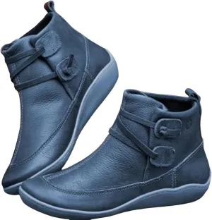 Fall Ankle Boots for Women No Heel 2024, New Arch Support Boots Fashion Lace Up Side Zipper Vintage Ankle Booties, Comfortable Slip On Flat Low Heel Boots