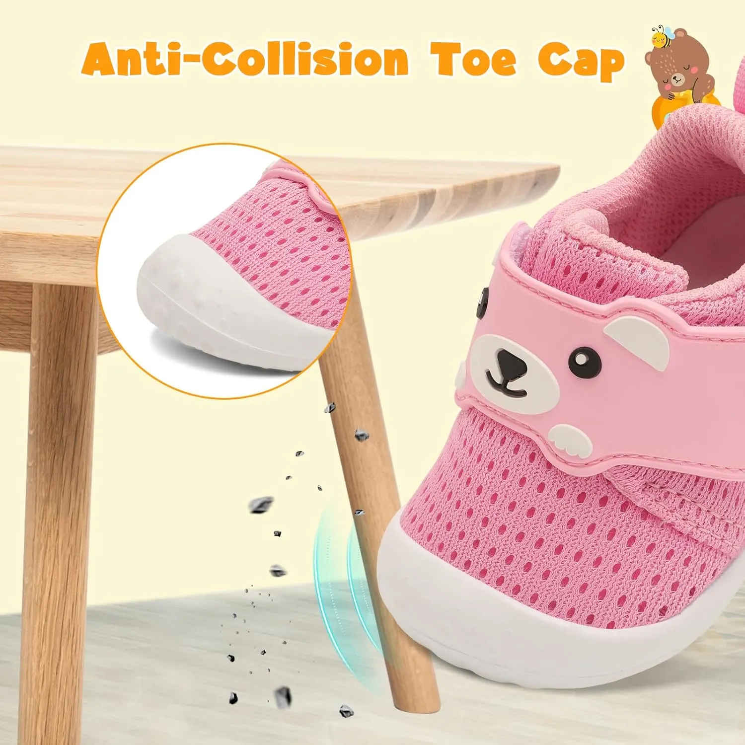 FEETCITY Baby Walking Shoes Wide Baby Shoes Boys Girls Infant Sneakers Crib Shoes Breathable Toddler Barefoot Shoes Slip On Shoes