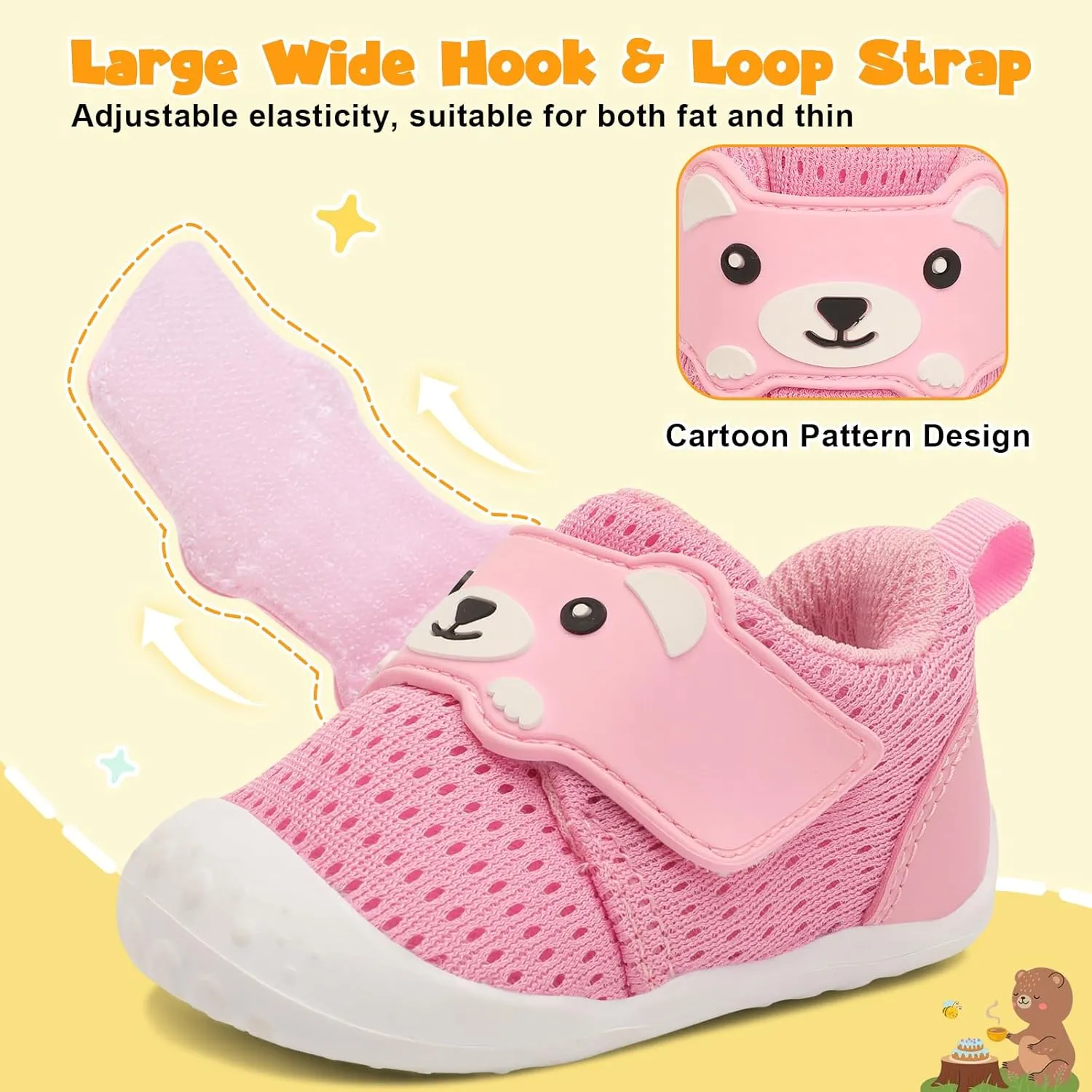FEETCITY Baby Walking Shoes Wide Baby Shoes Boys Girls Infant Sneakers Crib Shoes Breathable Toddler Barefoot Shoes Slip On Shoes