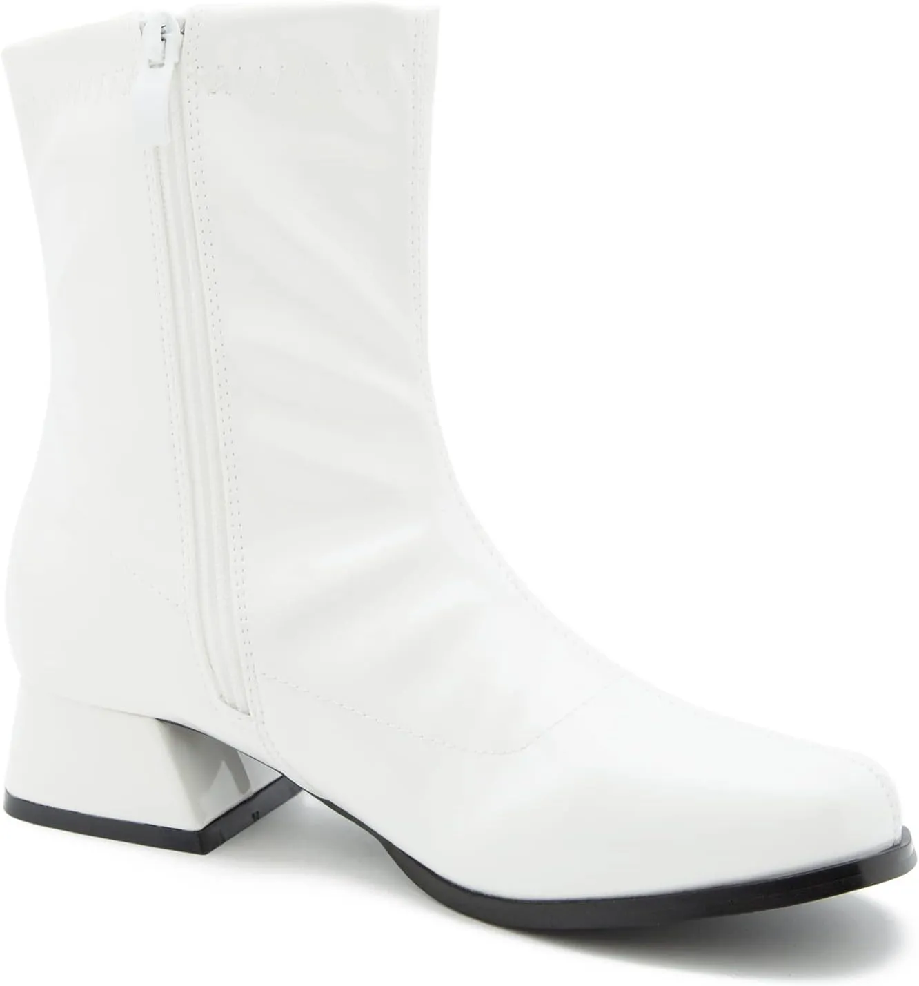 fereshte Gogo Boots For Women's Mid Calf Chunky Block Heel Zipper