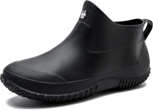 fereshte Men's Ankle Rain Boots Waterproof PVC Short Garden Boots