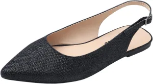 FEVERSOLE Pointed Toe Casual Slingback Flat Mules Women's Fashion Buckle Strap Slide Summer Slippers