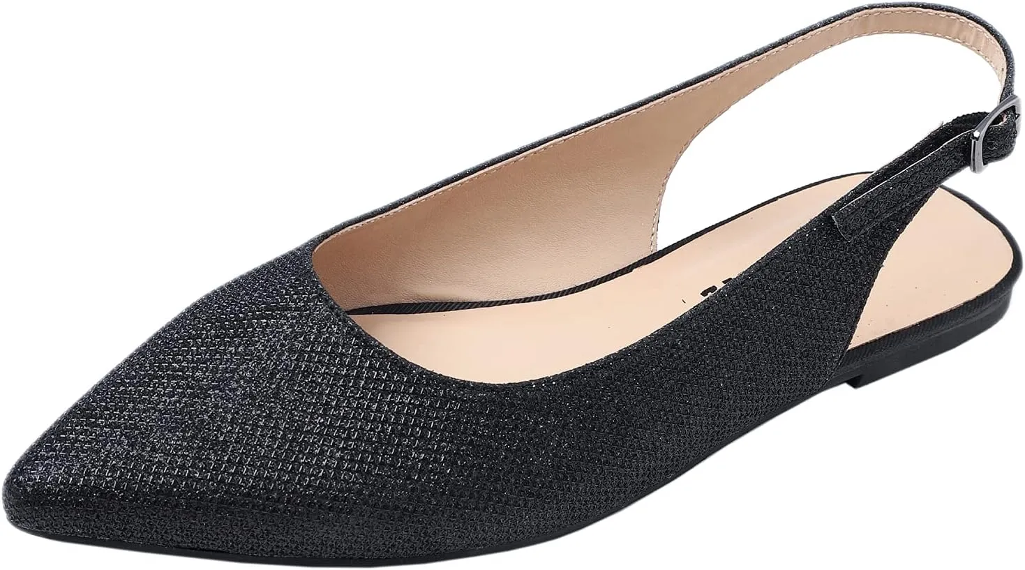 FEVERSOLE Pointed Toe Casual Slingback Flat Mules Women's Fashion Buckle Strap Slide Summer Slippers