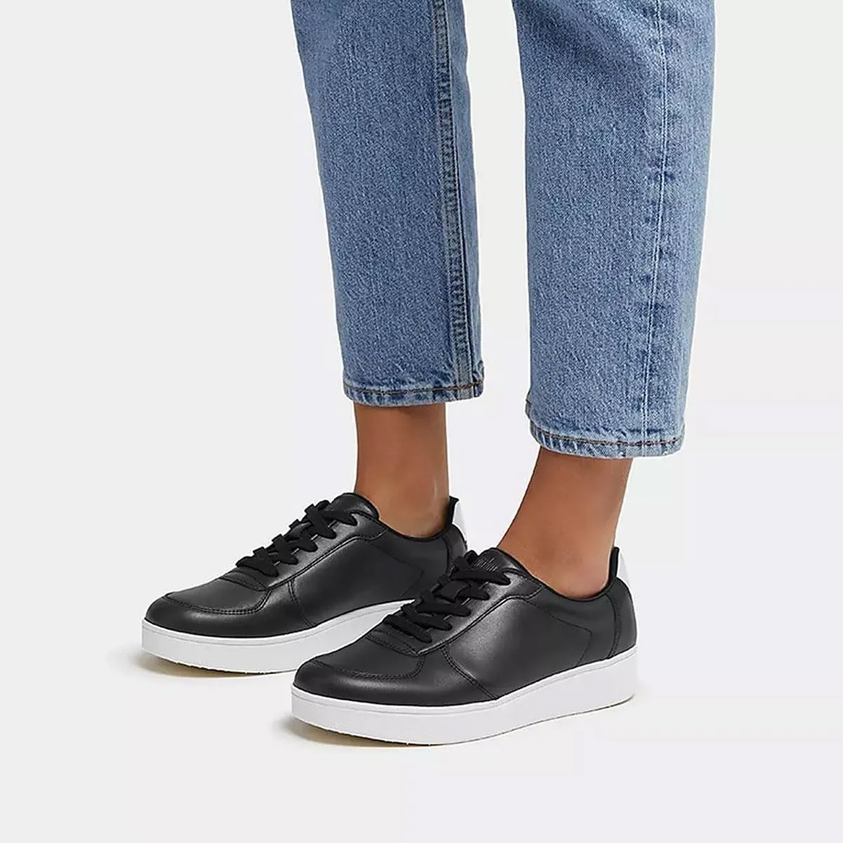 FitFlop Womens Rally Leather/Suede Panel Sneakers