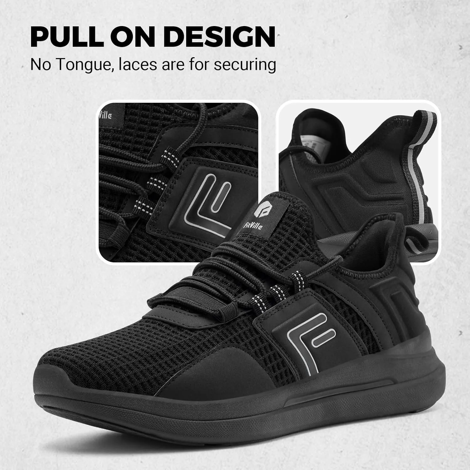 FitVille Mens Wide Sneakers Road Running Shoes Athletic Shoes with Wide Toe Box - Fresh Core