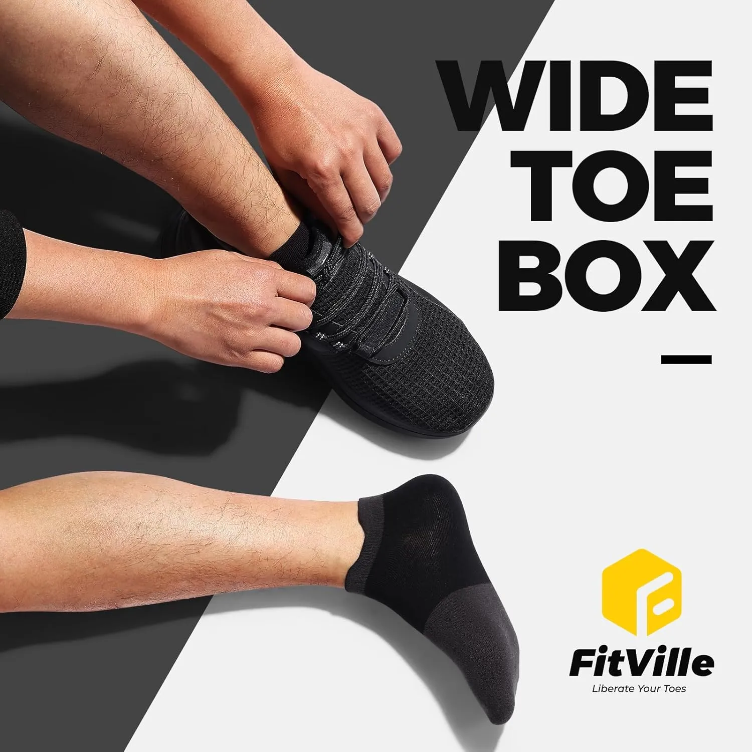 FitVille Mens Wide Sneakers Road Running Shoes Athletic Shoes with Wide Toe Box - Fresh Core