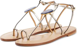 Flat Sandals for Women Gemstone Accents Strappy Flats Summer Chic Adjustable Sandals Cross-Strap Metallic Buckle Flip Flops Comfortable Leather Casual Beach Shoes