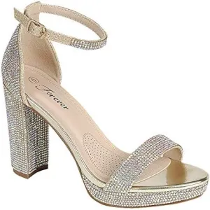 Forever Women Ankle Strap Open Toe Chunky Platform Dress High Heel Sandal