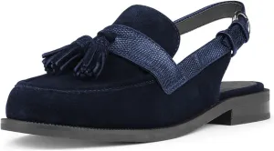 FOWT Women Tassel Round Toe Penny Loafers Comfortable Slip on Flat Slingbacks Open Back Daily Street Casual Shoes Size 4-16 US
