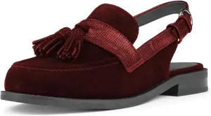 FOWT Women Tassel Round Toe Penny Loafers Comfortable Slip on Flat Slingbacks Open Back Daily Street Casual Shoes Size 4-16 US