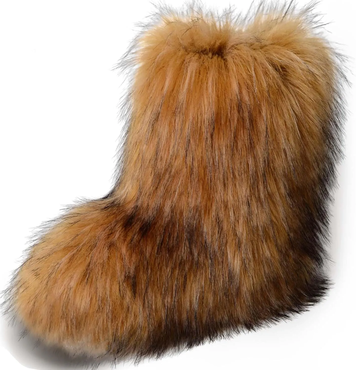 Fur Boots Warm Women's Faux Fur Boot Furry Short Snow Boot Mid-Calf Boots Outdoor Flat Shoes