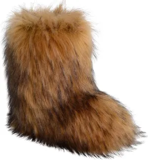 Fur Boots Warm Women's Faux Fur Boot Furry Short Snow Boot Mid-Calf Boots Outdoor Flat Shoes