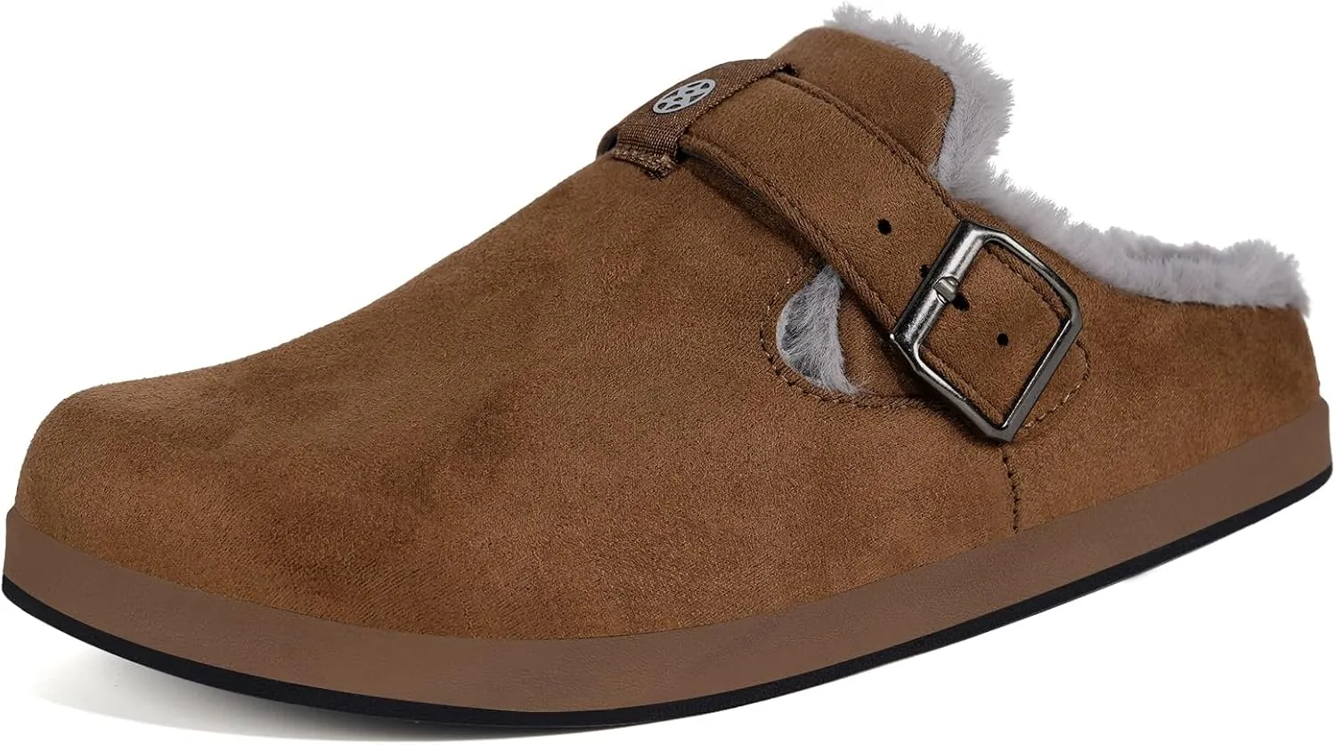 Fur Lined Clogs for Women Men | Suede Winter Slippers with Arch Support | Slip on Mules Potato Shoes with Removable Cushion Footbed | Warm Home House Shoes