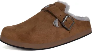 Fur Lined Clogs for Women Men | Suede Winter Slippers with Arch Support | Slip on Mules Potato Shoes with Removable Cushion Footbed | Warm Home House Shoes