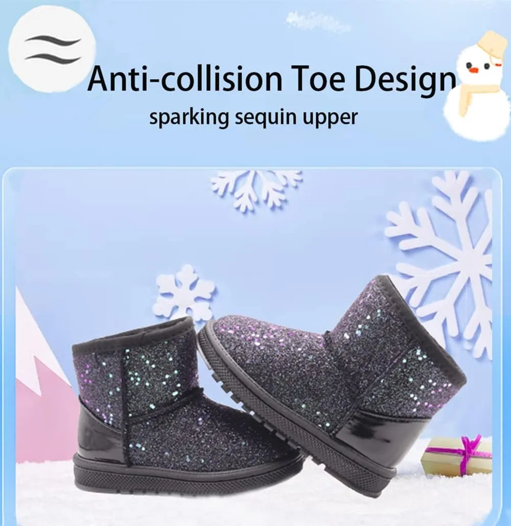 Girl's Boots Kids Glitter Snow Boots Durability Slip Resistant Outdoor Ankle Boots(Toddler/Little Kids)