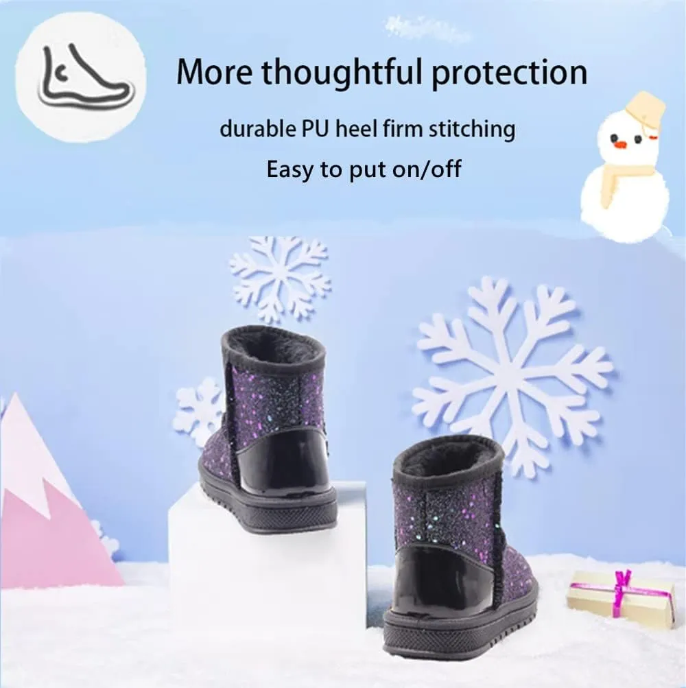 Girl's Boots Kids Glitter Snow Boots Durability Slip Resistant Outdoor Ankle Boots(Toddler/Little Kids)