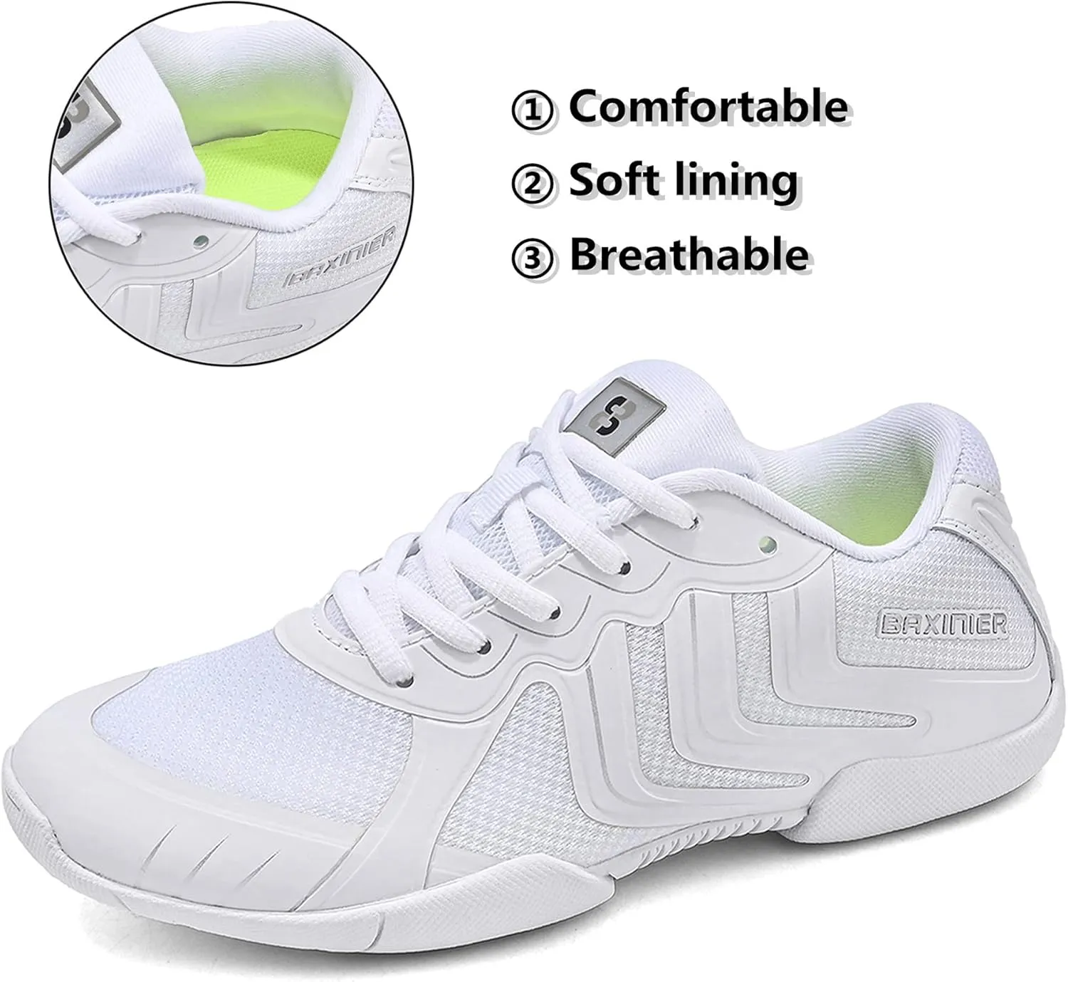 Girls White Cheer Shoes Youth Competition Cheerleading Dance Sneakers Breathable Athletic Training Tennis