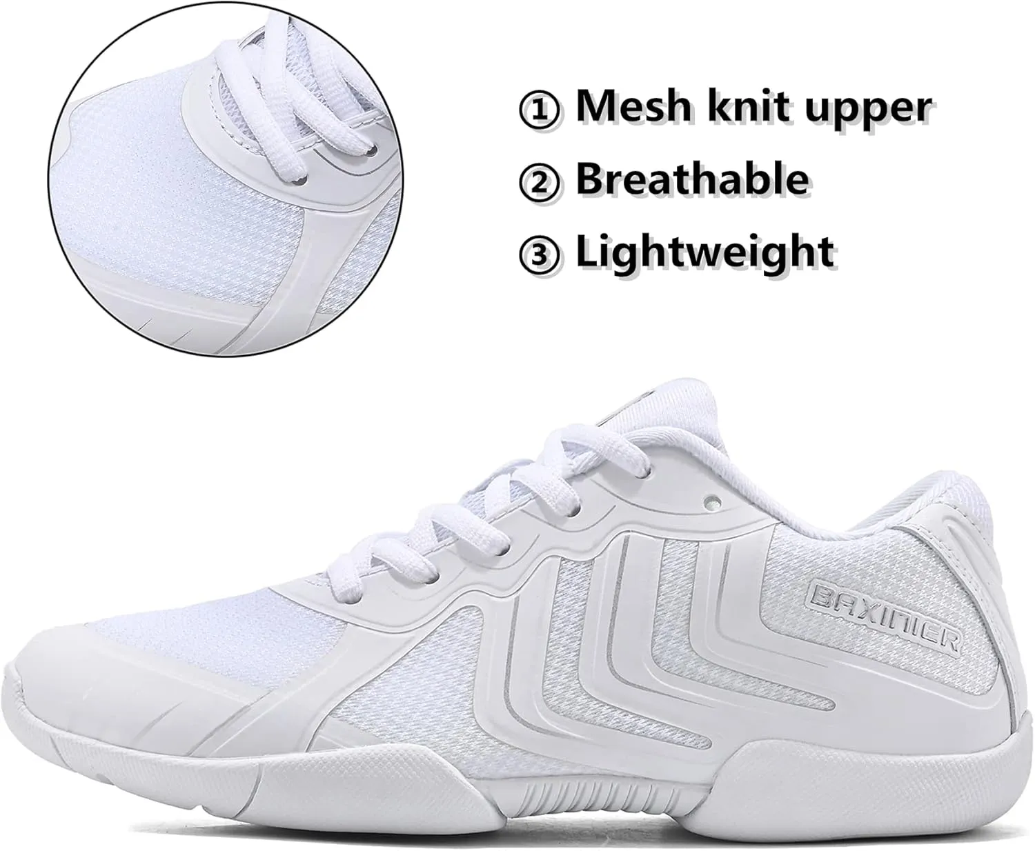 Girls White Cheer Shoes Youth Competition Cheerleading Dance Sneakers Breathable Athletic Training Tennis