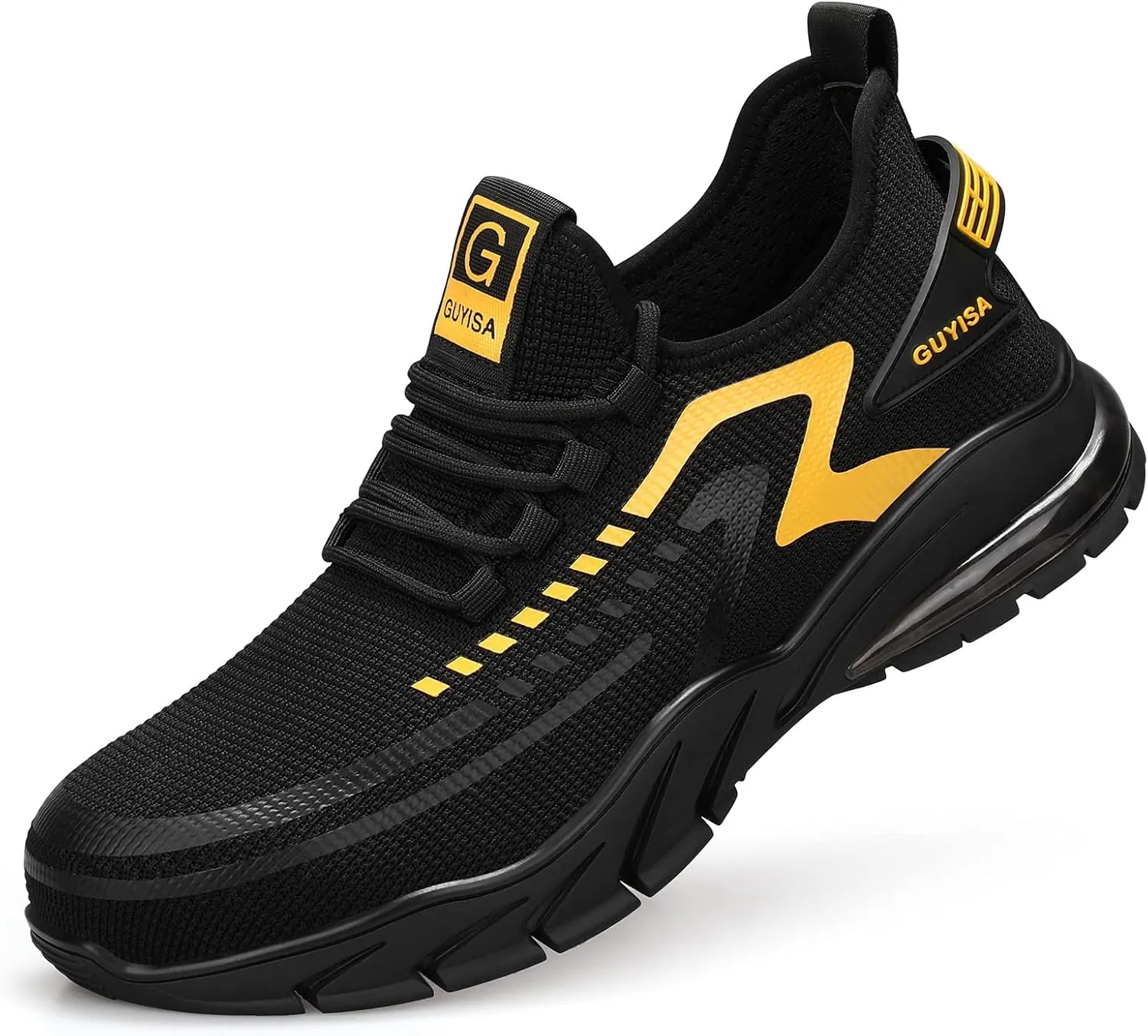 GLANOUDUN Steel Toe Shoes for Men Lightweight Work Shoes for Men Black Steel Toe Sneakers Comfortable Safety Tennis Sneakers Indestructible Men's Safety Footwear Industrial Construction
