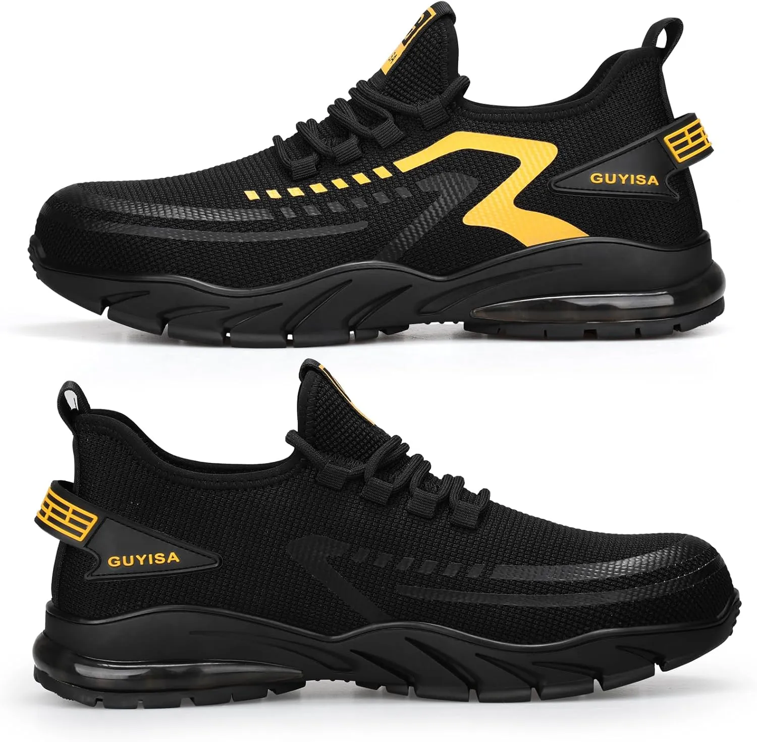 GLANOUDUN Steel Toe Shoes for Men Lightweight Work Shoes for Men Black Steel Toe Sneakers Comfortable Safety Tennis Sneakers Indestructible Men's Safety Footwear Industrial Construction