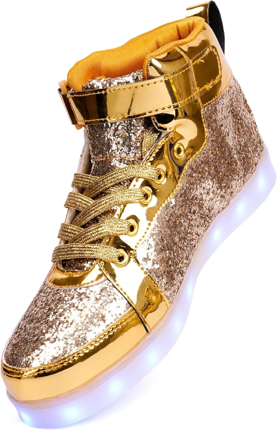 Glitter Led Shoes Light Up Shoes High Top Sneakers for Women Men Flashing Dancing Shoes for Halloween Christmas Party with USB Charging