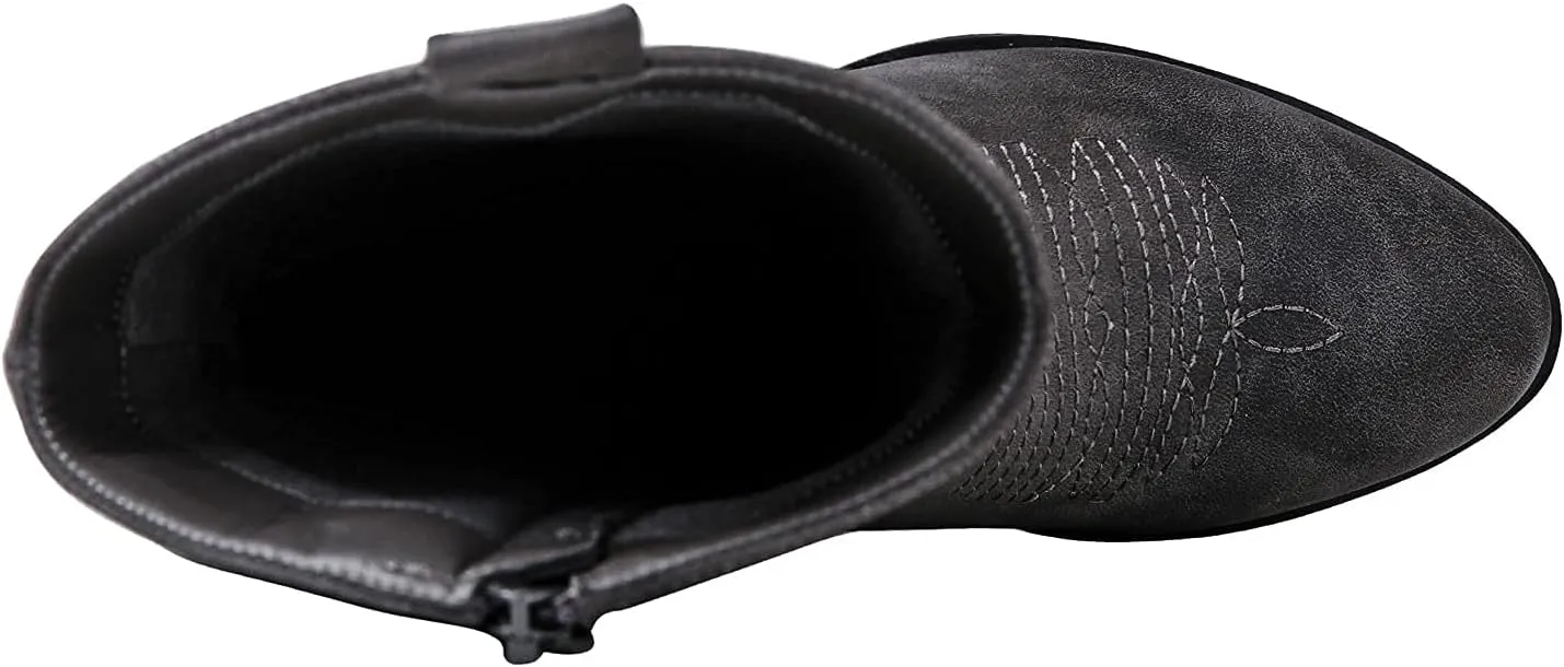 GLOBALWIN Women's Mid Calf The Western Cowgirl Boots Fashion Cowboy Boots For Women Chunky Low Heel