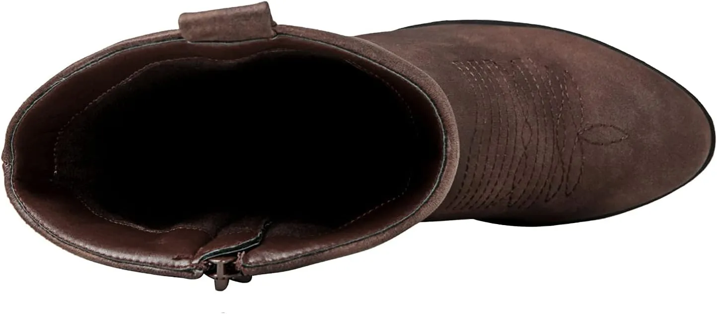 GLOBALWIN Women's Mid Calf The Western Cowgirl Boots Fashion Cowboy Boots For Women Chunky Low Heel