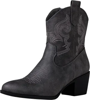 GLOBALWIN Women's The Western Wear Fashion Cowboy Cowgirl Free Birds Country Concert Disco Outfits Low Heel Walking Boots For Ladies