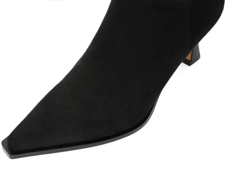 Goiphrri Women's Ankle Boots - Stiletto High Heel, Pointed Toe, Short, Side Zipper, Dress Boots - Elastic, Fashion, Trendy