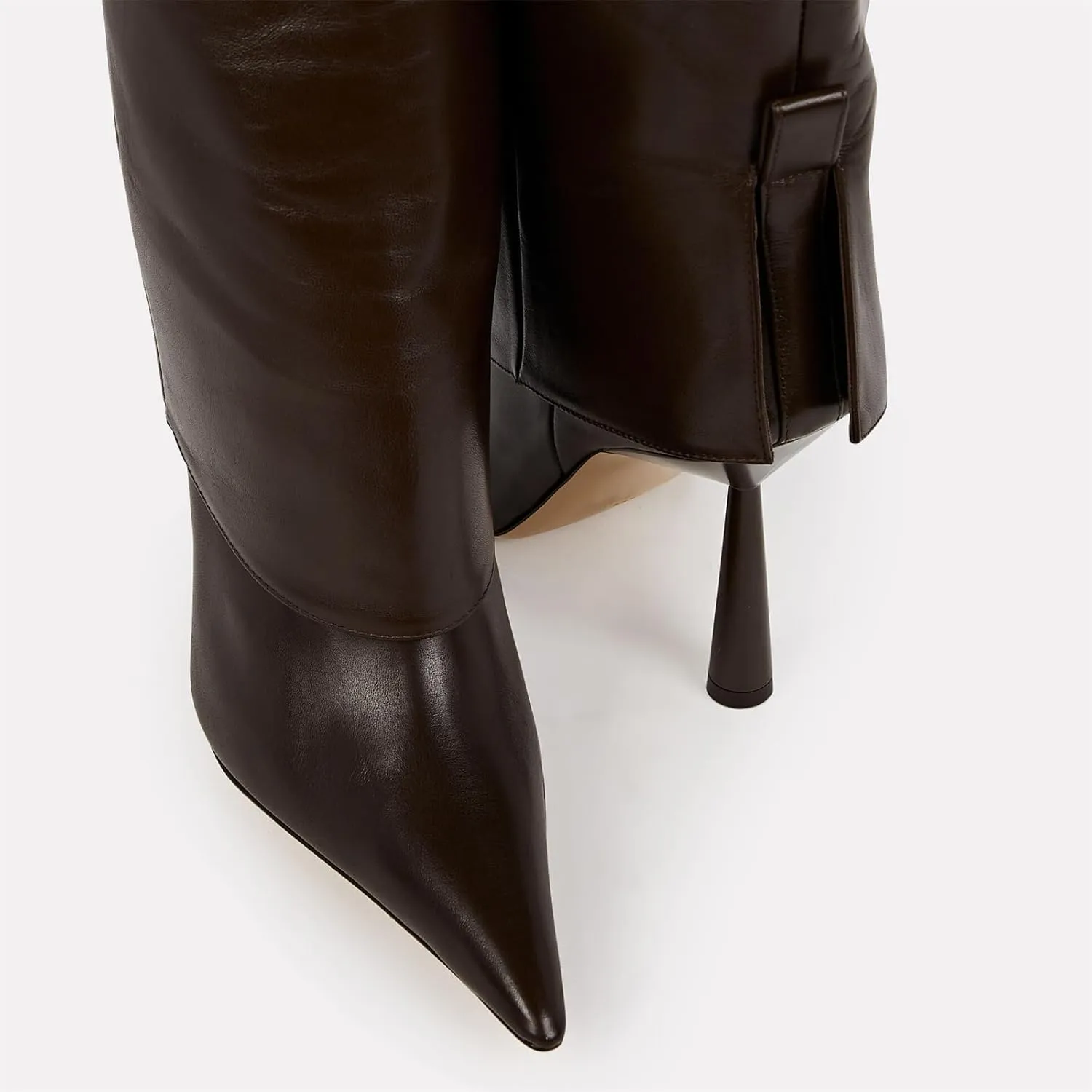 Goolita Fold Over Boots For Women, Pointed Toe Stiletto Heel Knee High Boots Fashion Comfortable Slip On Tall Boots