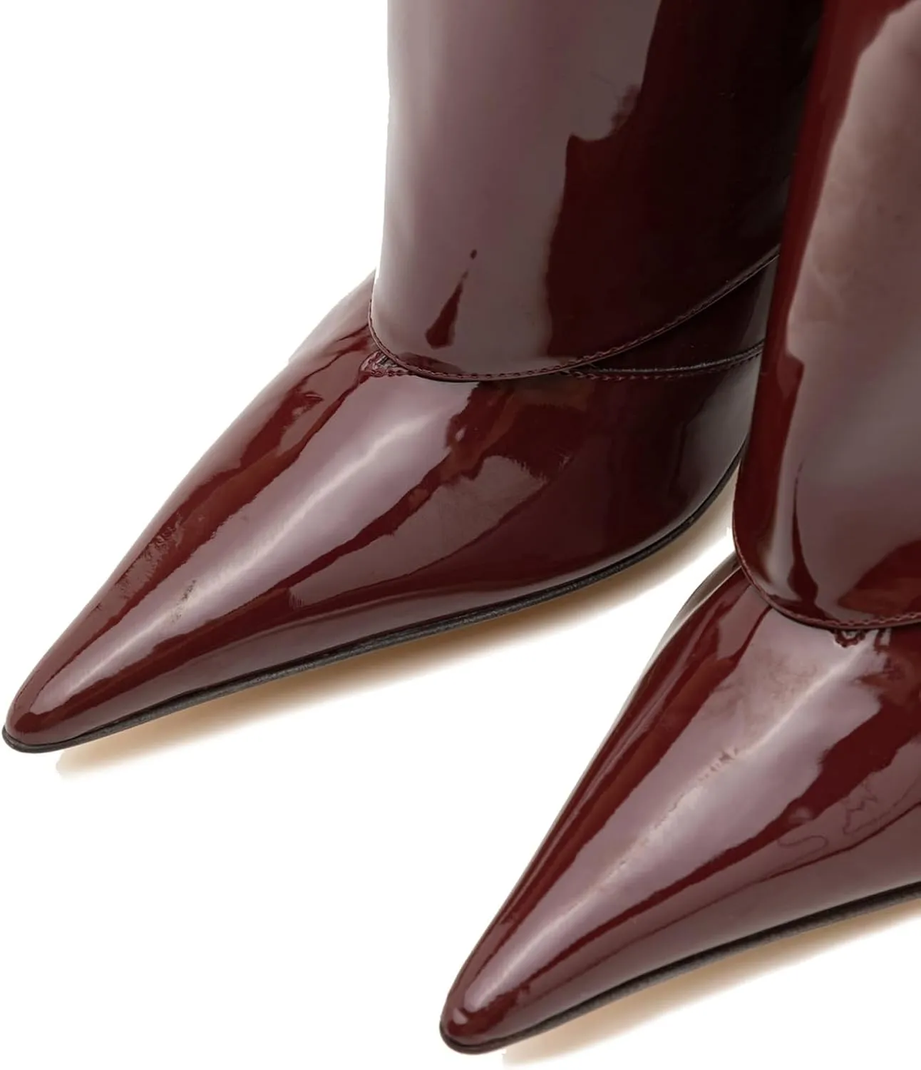 Goolita Fold Over Boots For Women, Pointed Toe Stiletto Heel Knee High Boots Fashion Comfortable Slip On Tall Boots